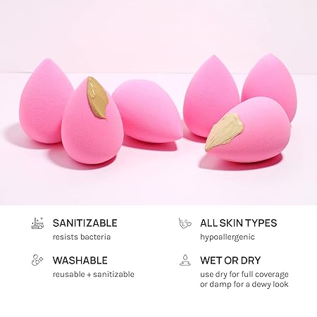 AOA Studio Collection makeup Sponge Set Latex Free and High-definition Set of 6 makeup Wonder blender For Powder Cream and Liquid, Super Soft Wonder Beauty Cosmetic