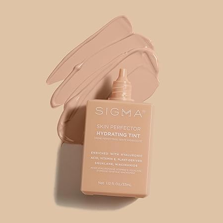 Sigma Beauty Skin Perfector – Hydrating Skin Tint Foundation for Lightweight, Buildable Coverage, With Hyaluronic Acid, Niacinamide Serum, and More (6 Dark Rich Tint, 1.12oz)