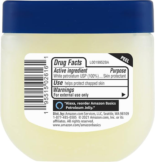 Amazon Basics Petroleum Jelly White Petrolatum Skin Protectant, Moisturizer for Chapped Lips and Irritated Skin, Unscented, 3.75 oz, 1-Pack (Previously Solimo)