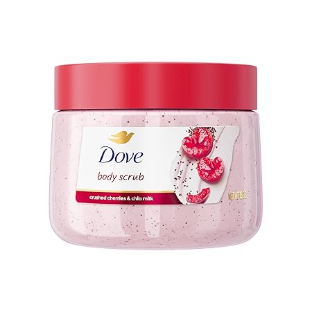 Dove Cherry & Chia Milk Body Scrub Exfoliates and Deeply Nourishes for Smooth, Radiant Skin 15 oz