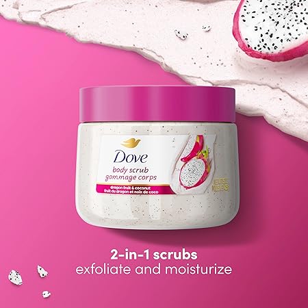 Dove Body Scrub Dragon Fruit & Coconut Cream Body Scrub Exfoliates and Deeply Nourishes for Smooth, Radiant Skin 15 oz