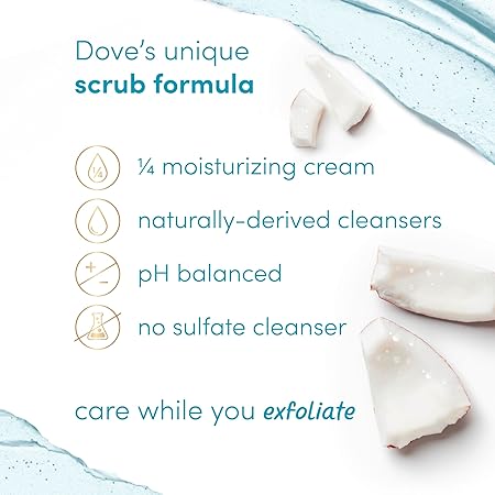 Dove Moisturizing Body Scrub Tropical Coconut For Exfoliated & Hydrated skin 15 oz